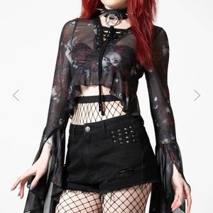 Killstar Wicked Rose Mesh Blouse XL